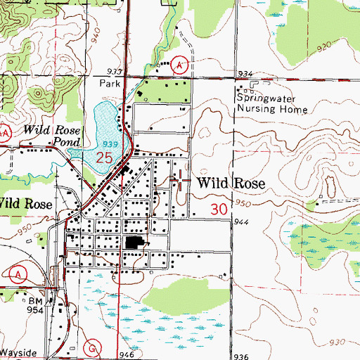 Topographic Map of Village of Wild Rose, WI