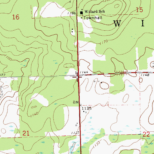 Topographic Map of Town of Willard, WI