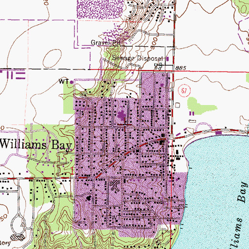 Topographic Map of Village of Williams Bay, WI