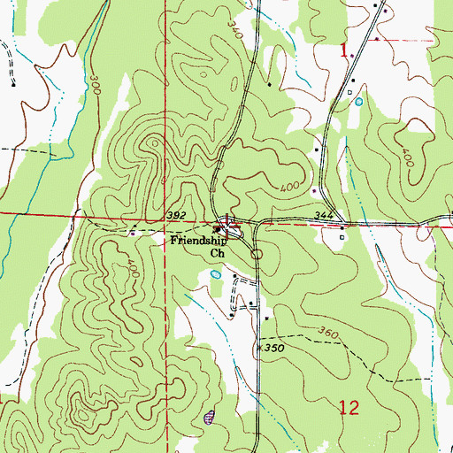 Topographic Map of Friendship Cemetery, AL