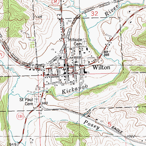 Topographic Map of Village of Wilton, WI