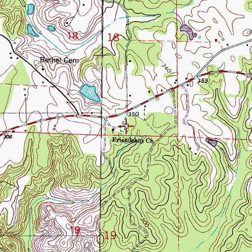 Topographic Map of Friendship Cemetery, AL
