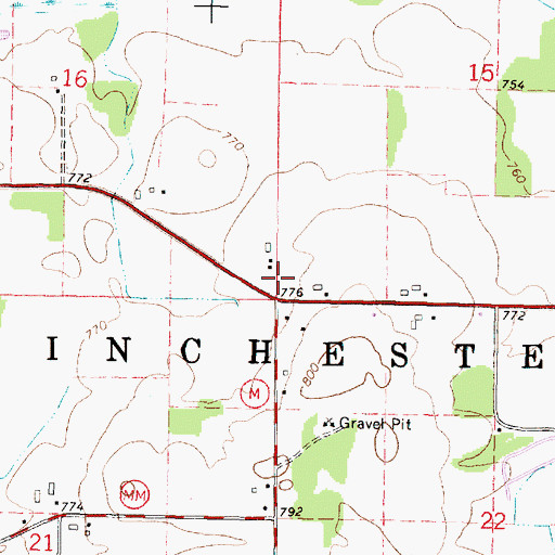 Topographic Map of Town of Winchester, WI