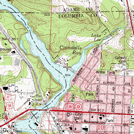 Topographic Map of City of Wisconsin Dells, WI