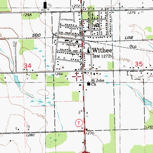 Topographic Map of Village of Withee, WI