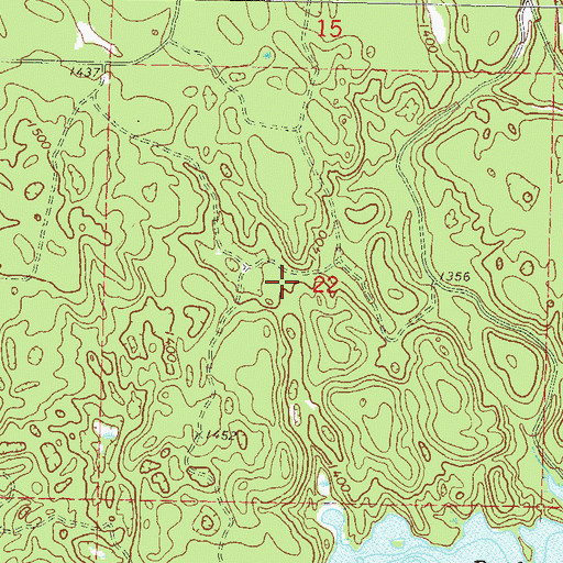 Topographic Map of Town of Wolf River, WI