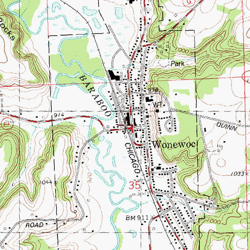 Topographic Map of Village of Wonewoc, WI
