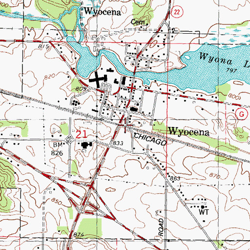 Topographic Map of Village of Wyocena, WI