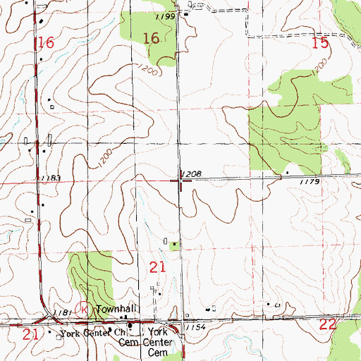 Topographic Map of Town of York, WI