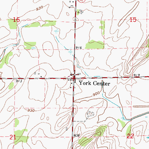 Topographic Map of Town of York, WI