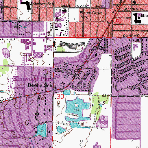 Topographic Map of Elmwood Park, WI