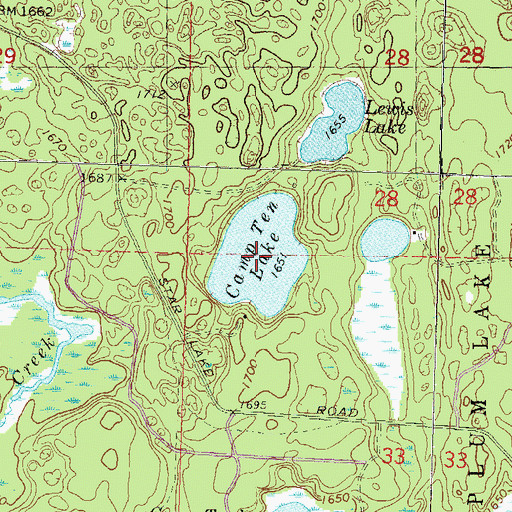 Topographic Map of Camp Ten Lake, WI