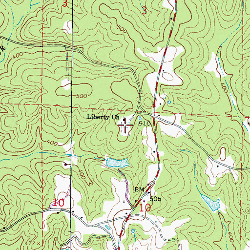 Topographic Map of Liberty Cemetery, AL