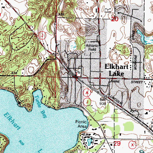 Topographic Map of Elkhart Lake, WI