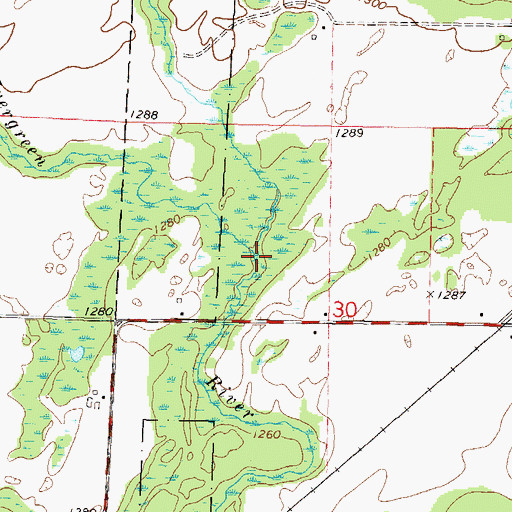 Topographic Map of Evergreen Creek, WI