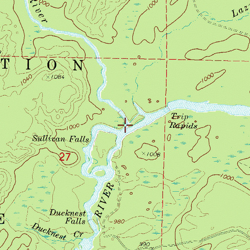Topographic Map of Evergreen River, WI