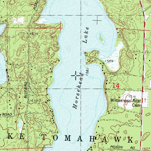 Topographic Map of Horsehead Lake, WI