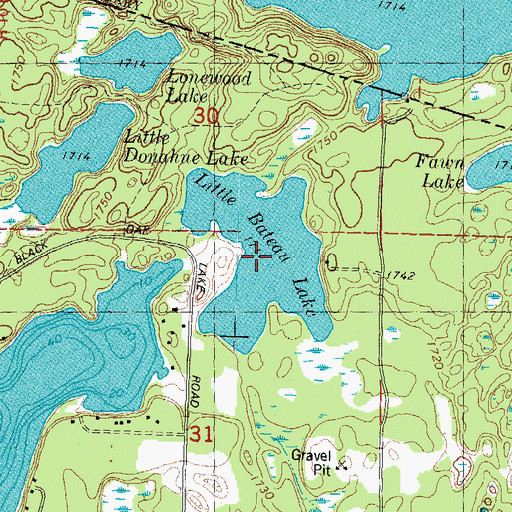 Topographic Map of Little Bateau Lake, WI