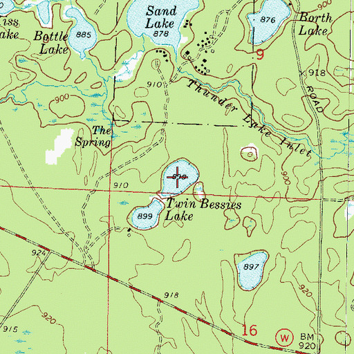 Topographic Map of Twin Bessies, WI