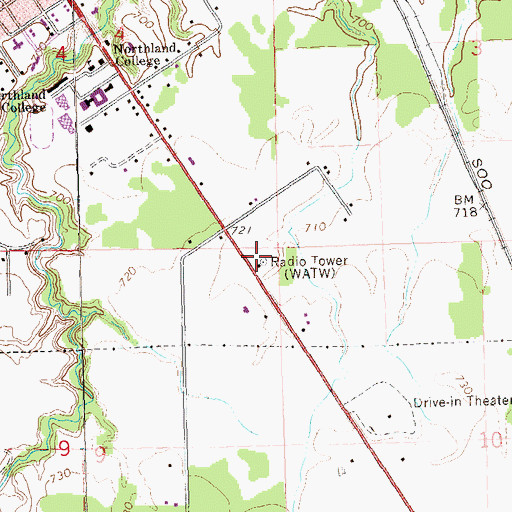 Topographic Map of WATW Radio Tower (Sturgeon Bay), WI