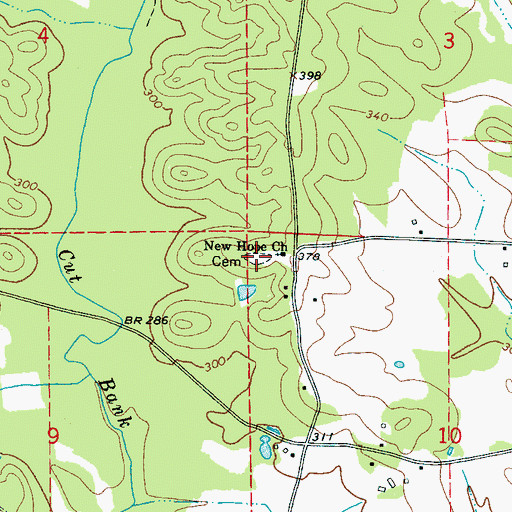 Topographic Map of New Hope Cemetery, AL