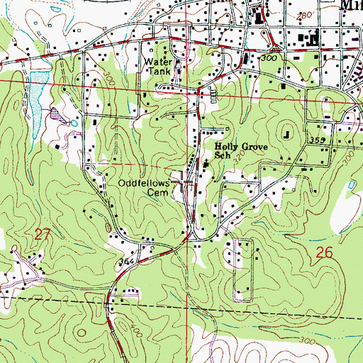 Topographic Map of Oddfellows Cemetery, AL