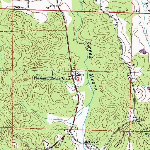 Topographic Map of Pleasant Ridge Cemetery, AL