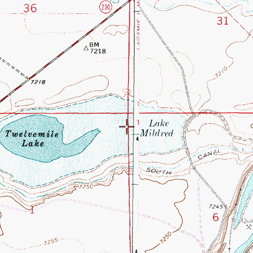 Topographic Map of Lake Mildred, WY