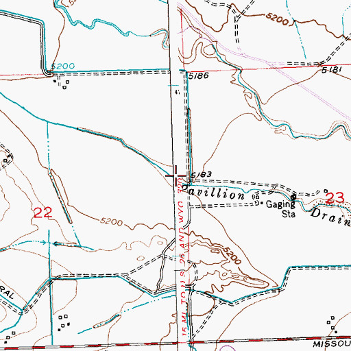 Topographic Map of Pavillion Drain, WY