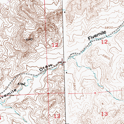 Topographic Map of Fivemile Draw, WY