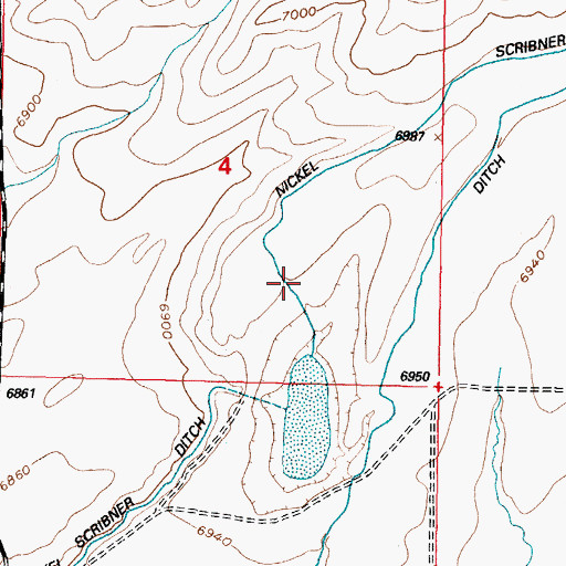 Topographic Map of Nickel Scribner Ditch, WY
