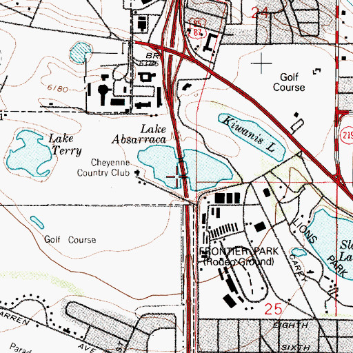 Topographic Map of Lake Absarraca, WY