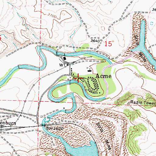 Topographic Map of Acme, WY