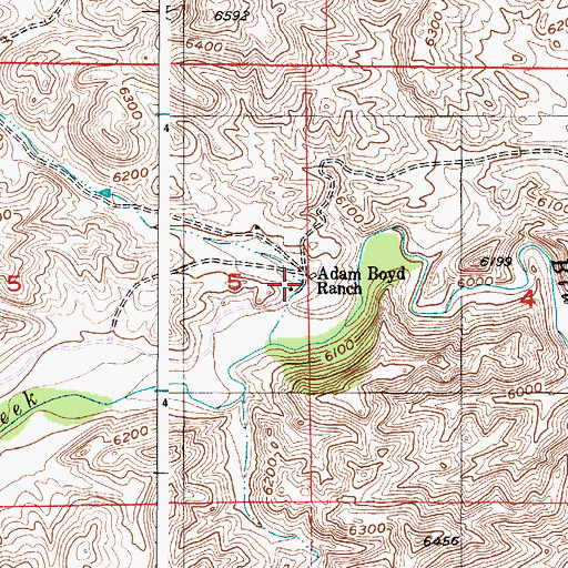 Topographic Map of Adam Boyd Ranch, WY