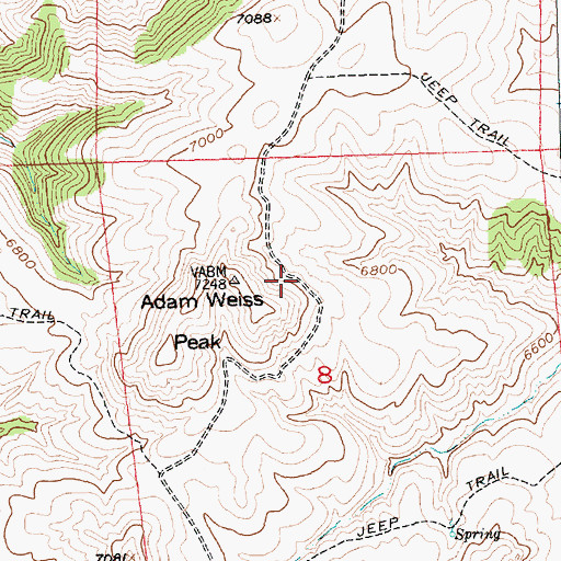 Topographic Map of Adam Weiss Peak, WY