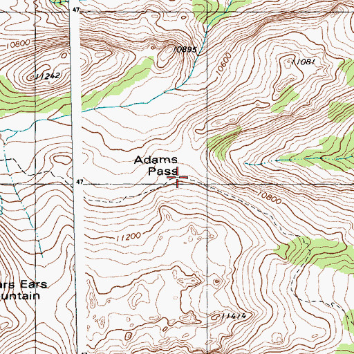Topographic Map of Adams Pass, WY