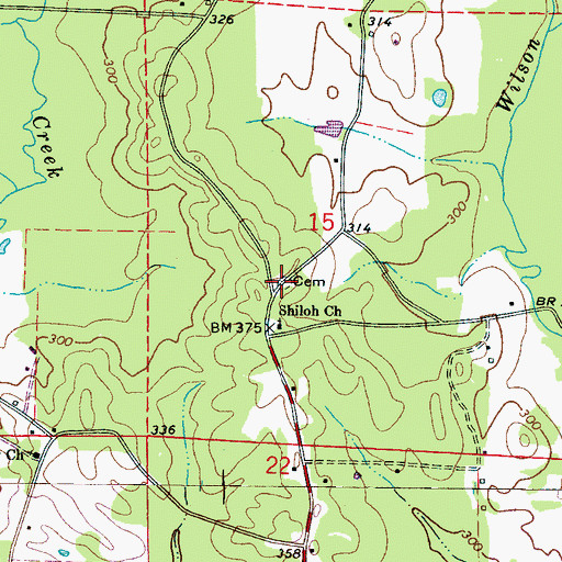 Topographic Map of Shiloh Cemetery, AL