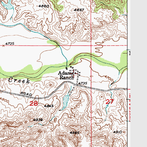 Topographic Map of Adams Ranch, WY