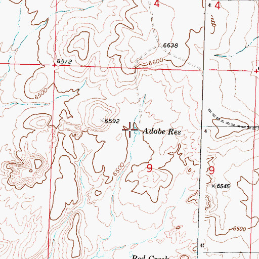 Topographic Map of Adobe Reservoir, WY