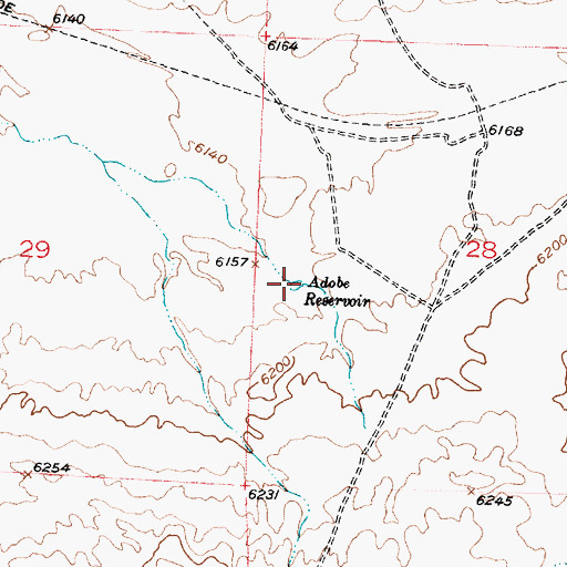 Topographic Map of Adobe Reservoir, WY