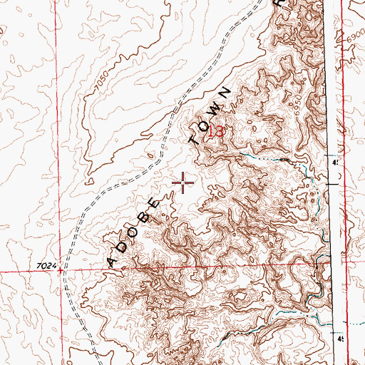 Topographic Map of Adobe Town Rim, WY