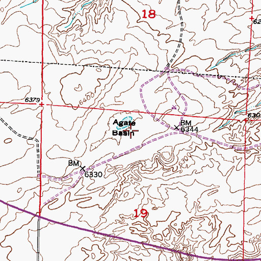 Topographic Map of Agate Basin, WY