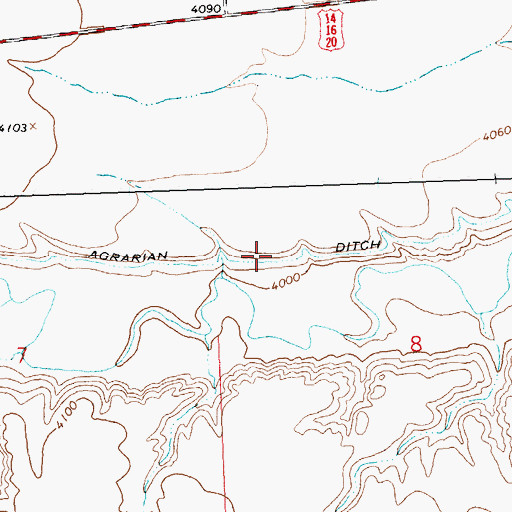 Topographic Map of Agrarian Ditch, WY