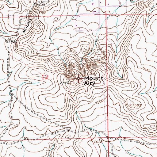 Topographic Map of Mount Airy, WY