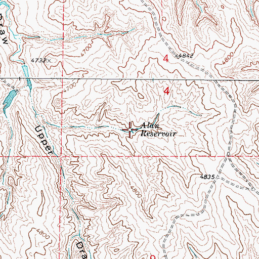 Topographic Map of Alan Reservoir, WY