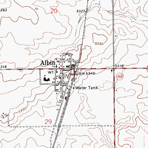 Topographic Map of Albin, WY