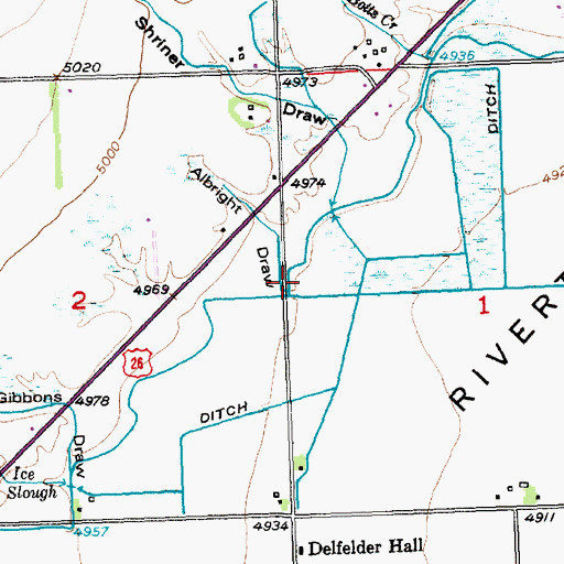 Topographic Map of Albright Draw, WY