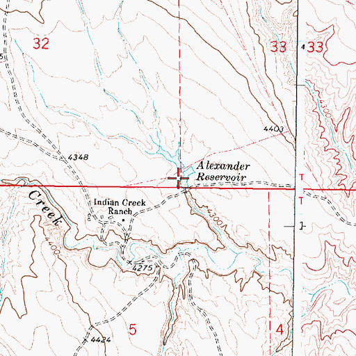 Topographic Map of Alexander Reservoir, WY