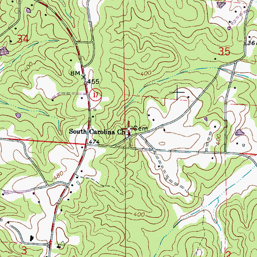 Topographic Map of South Carolina Cemetery, AL