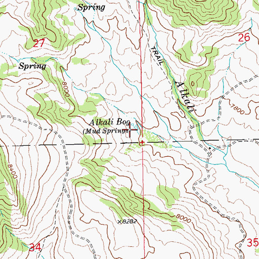 Topographic Map of Alkali Bog, WY